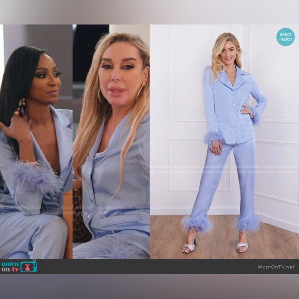 Nadine Merabi Blue Silk Touch Pajamas